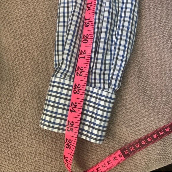 Isaia Blue Checkered Men's Shirt size 16/41 - Picture 9 of 11